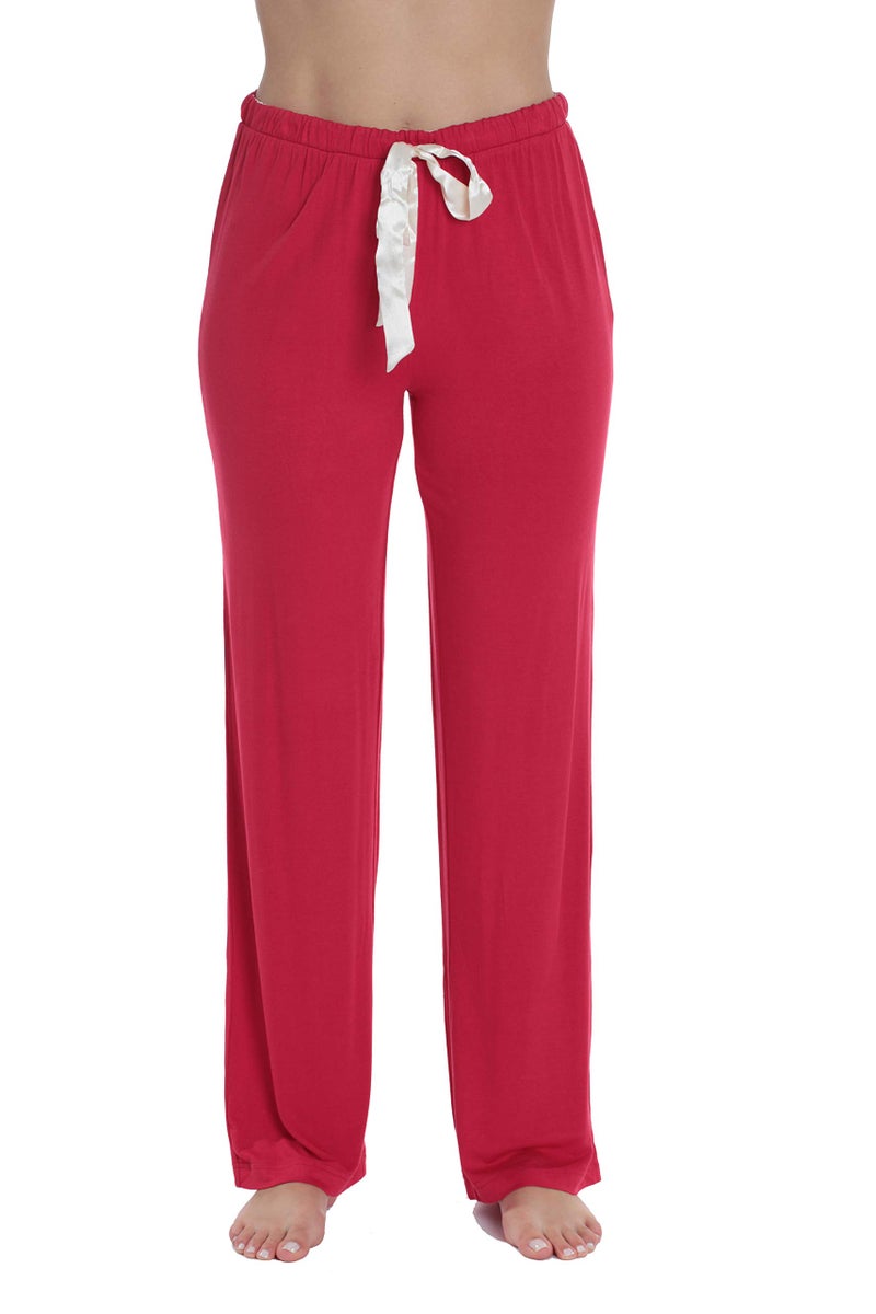 #followme Womens Rayon Spandex Pajama Pants 6830-RED-L - Image 1